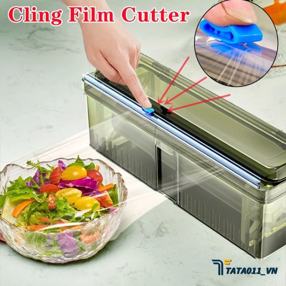 Hộp Đựng Màng Bọc Bằng Nhựa Có Thể Nạp Lại Với Dụng Cụ Cắt Trượt Dụng Cụ Bọc Thực Phẩm Dụng Cụ Cắt Giấy Sáp Lá Nhôm Phụ Kiện Nhà Bếp VN1