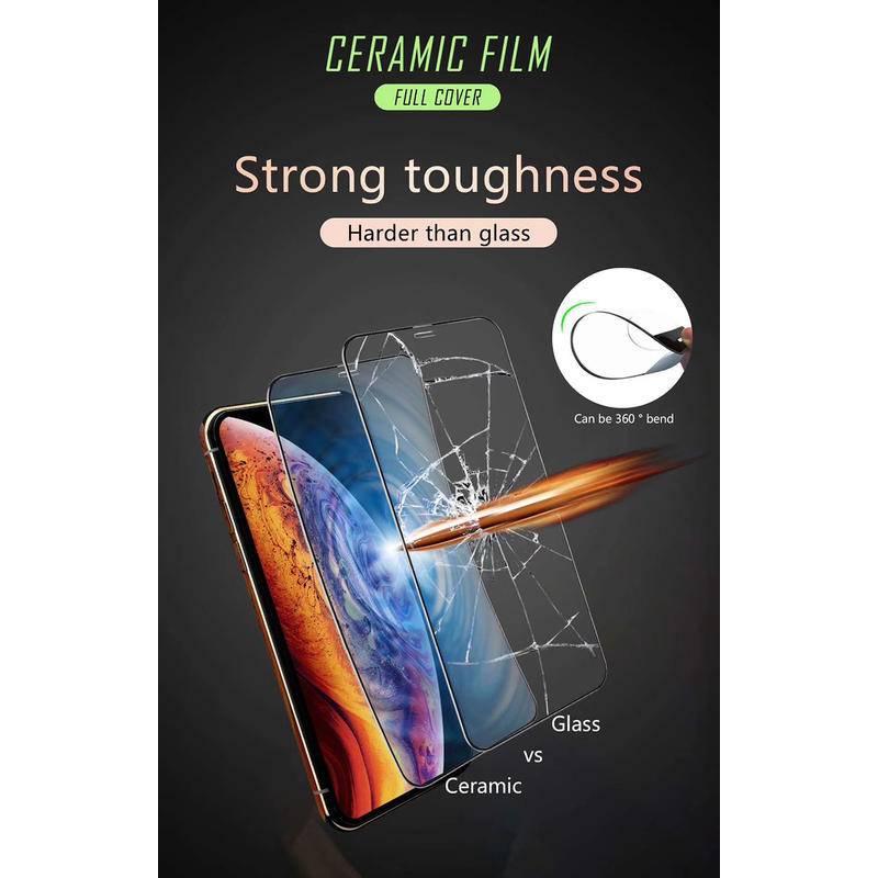 Set 3 Ốp Điện Thoại Mặt Kính Viền Gốm Bảo Vệ Màn Hình Cho iPhone 14 13 12 11 Pro MAX Plus X XS MAX XR 7 8 6 6S Plus SE 2022 2020