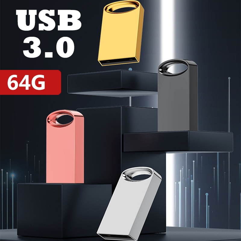 Ổ Đĩa Flash USB Mini 64GB Bằng Kim Loại Có Móc Khóa Tiện Dụng