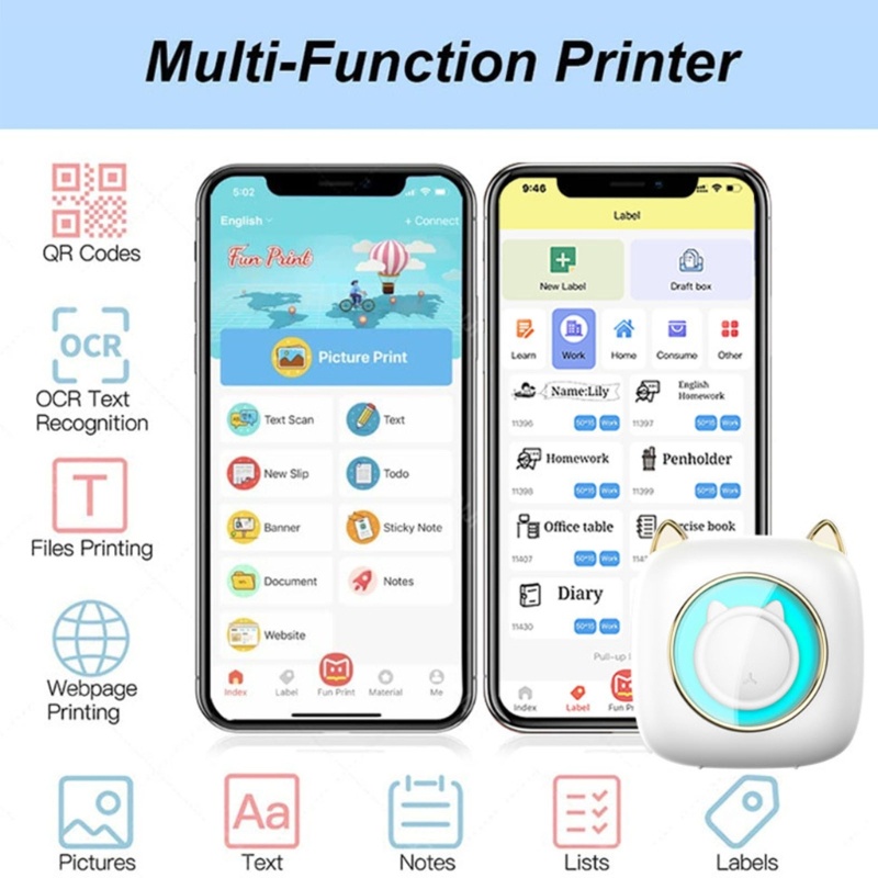 Máy In Nhiệt Không Mực Bluetooth Bỏ Túi DIY Cho Văn Phòng / Nhà Ở