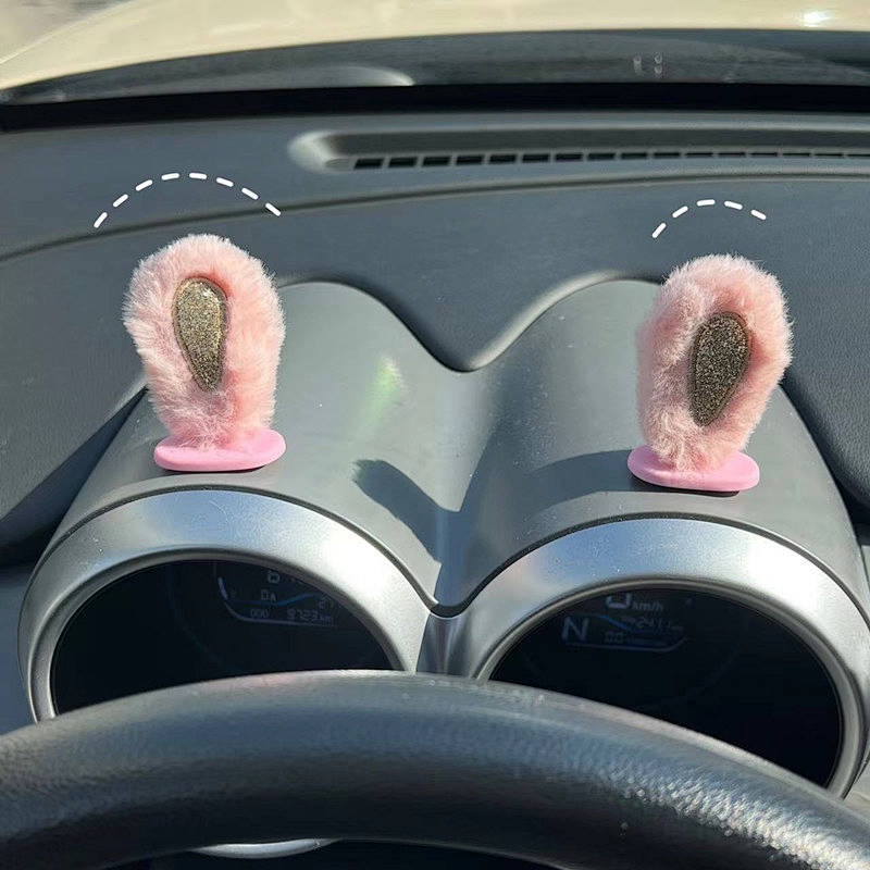 Car Creative Car Rearview Mirror Cute Rabbit Ears Decorations Center Console Decoration Car Interior Accessory Internet Celebrity Female GubH