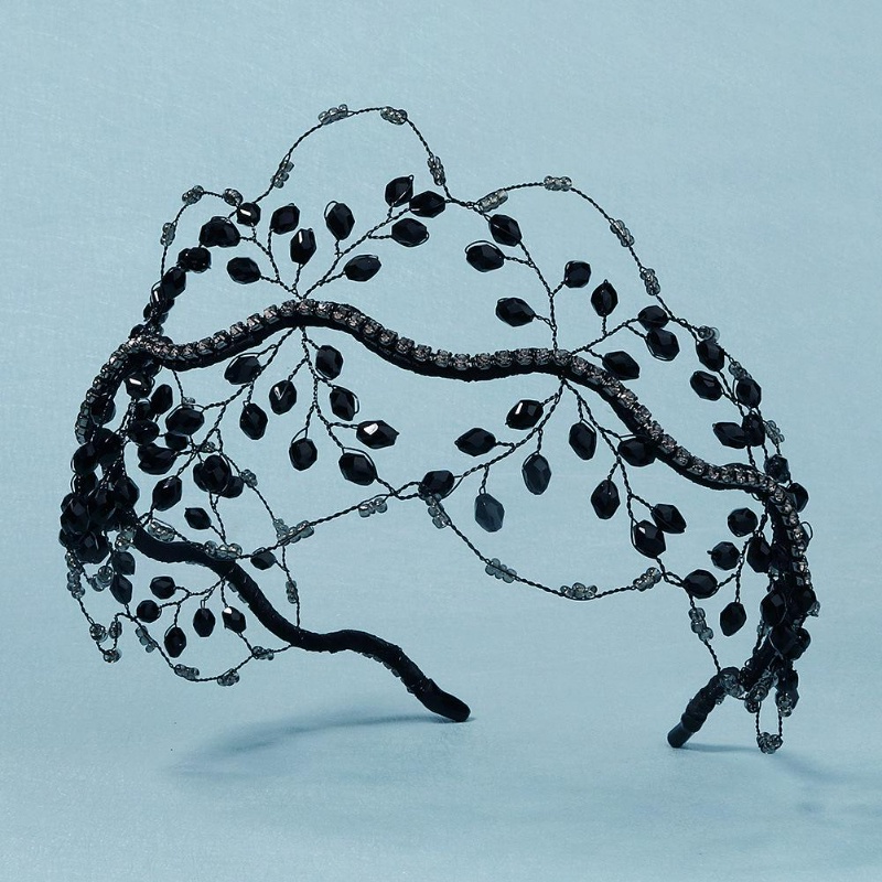 Kẹp Tóc Lưới Đính Đá Pha Lê Handmade Màu Đen Phong Cách Hàn Quốc Thời Trang Cho Nữ