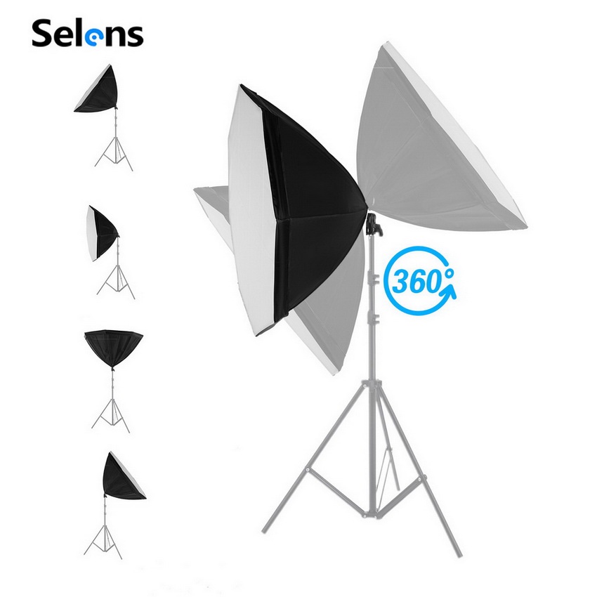 Set hộp mềm trợ sáng SELENS kiểu bát giác 80cm có chân đèn 2m cho chụp ảnh studio quay video vlog phát sóng trực tiếp