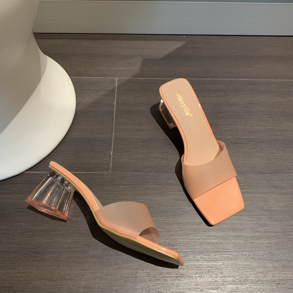 Dép Cao Gót Quai Ngang Trong Suốt Thời Trang Mùa Hè 2023 Cho Nữ