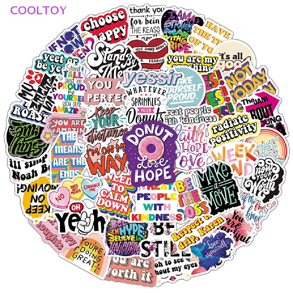 Cooltoy Set 50 Đề Can Dán Trang Trí Laptop Ghi Ta Ván Trượt Xe Hơi DIY