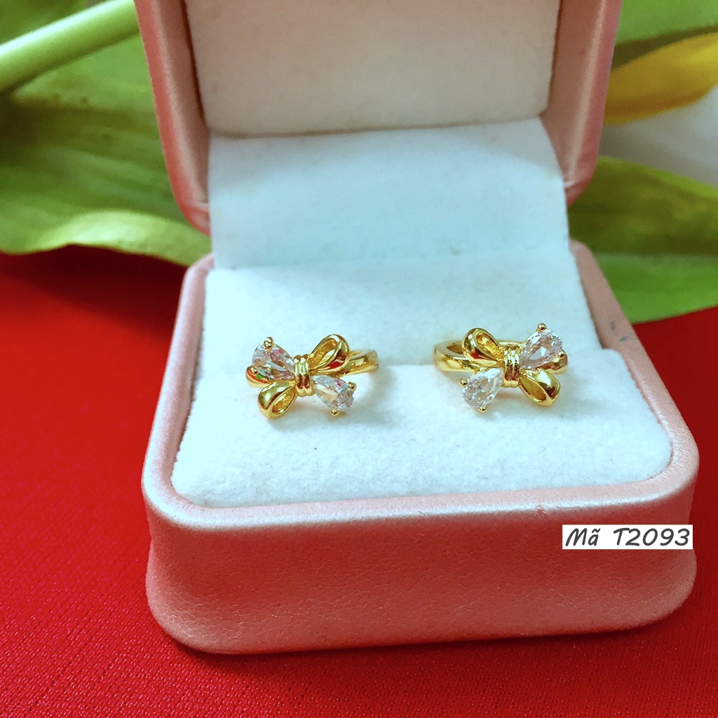 Bông Tai Nữ T2093 Hình Nơ Đính Đá Bền Màu