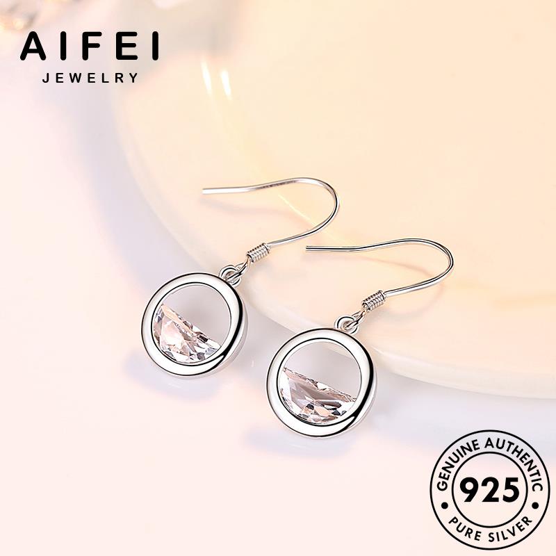 AIFEI JEWELRY tròn bông vành Thời bản 925 kim quốc thật khuyên thời sức ngào hình nữ hàn phụ ngọt xỏ trang tua kiện moissanite tai nguyệt bán nguyên cương bạc E537