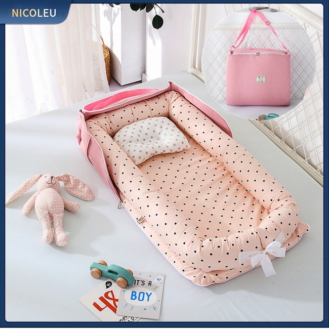 Đồ Chơi Nhân Vật Nicoleu | Set 2 Gối Ngủ Cotton Di Động Cho Bé Sơ Sinh