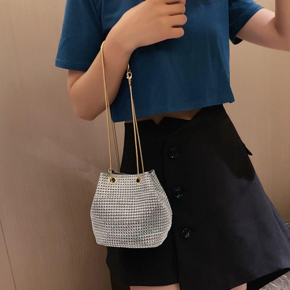 IVORY Túi Xách Đeo Vai Màu Trơn Lấp Lánh Thời Trang Cho Nữ