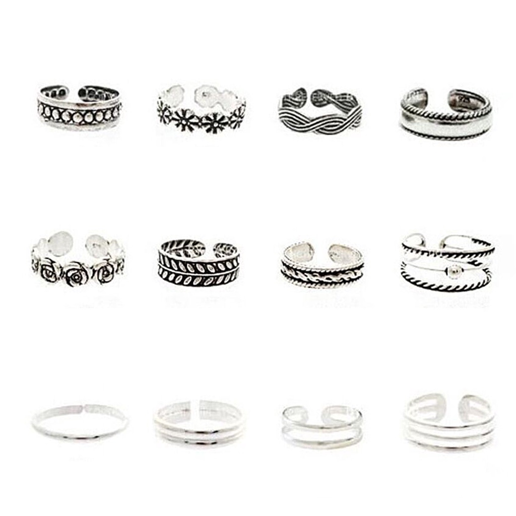 Bộ 12 Nhẫn Đeo Ngón Chân Có Thể Điều Chỉnh Kích Cỡ Thời Trang Dự Tiệc Unisex