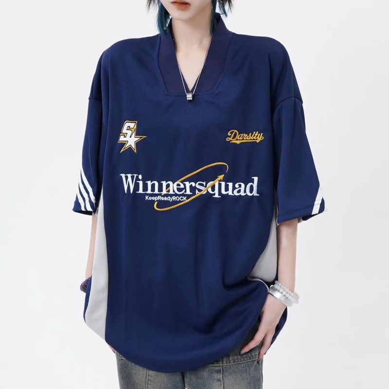 Áo Thun Tay Ngắn Cổ Chữ V Dáng Rộng Phong Cách Hip hop Mỹ Thời Trang Mùa Hè Hàng Mới Dành Cho Nam Và Nữ