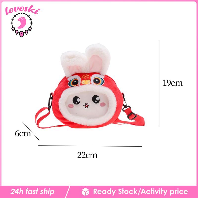 Túi Xách Đeo Vai Hình Thỏ 3D Bằng Vải Lông Cho Nữ