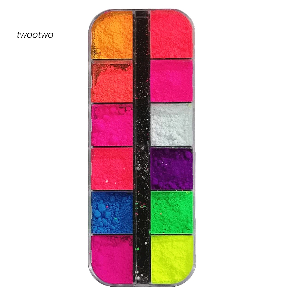 1 Hộp Phấn Mắt Dạ Quang 12 Màu Sắc Tùy Chọn Trang Điểm Không Phai Màu Dành Cho Bạn Gái