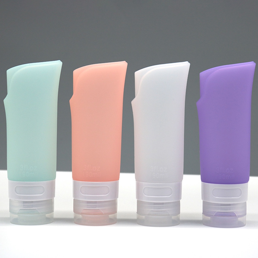 Set 4 Chai Silicone Đựng Dầu Gội 90ML Chống Rò Rỉ Tiện Dụng Khi Đi Du Lịch