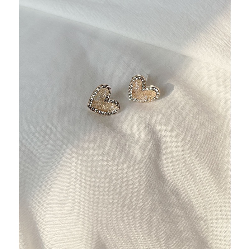 Khuyên Tai Hình Trái Tim Đính Đá Pha Lê Phong Cách Mới Cho Nữ