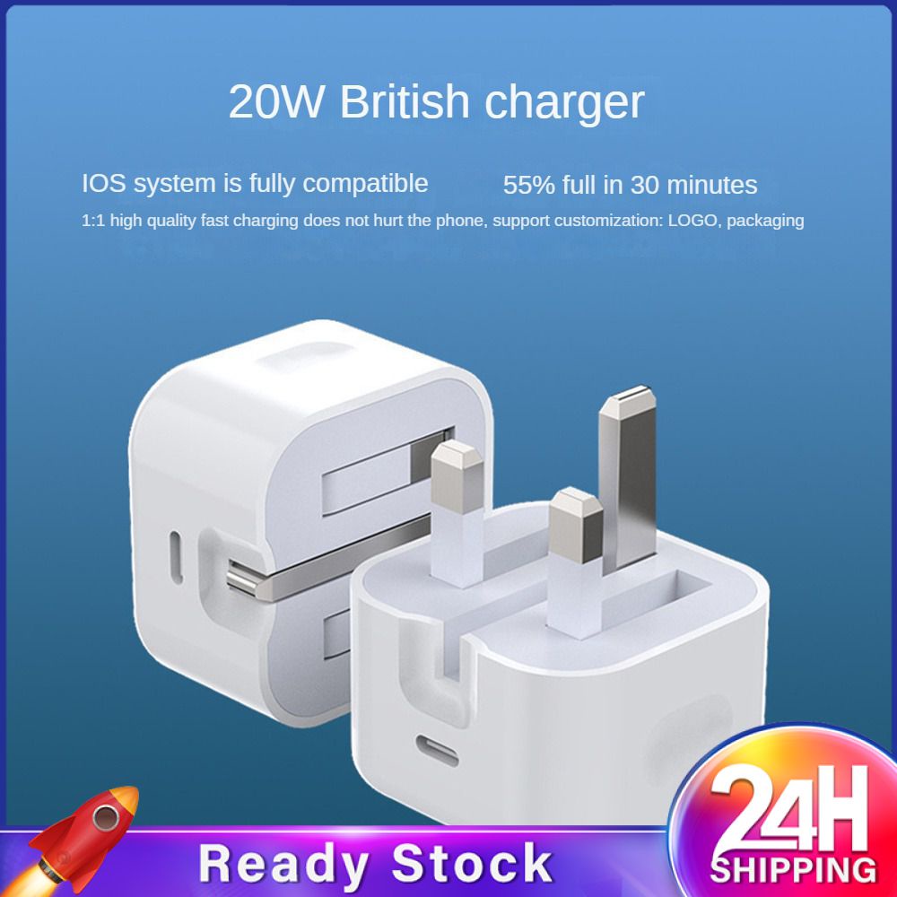 Bộ Sạc Di Động Pd20w Bộ Chuyển Đổi Nguồn Usb/Type-C Bộ Sạc Đầu Sạc Điện Thoại Thông Minh Đầu Cắm Anh Bộ Sạc Nhanh Điện Thoại Di Động Gấp Gọn Cho Apple 14 13 Pro
