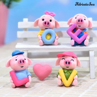 Bộ 4 mô hình heo con dễ thương dùng trang trí tiểu cảnh
