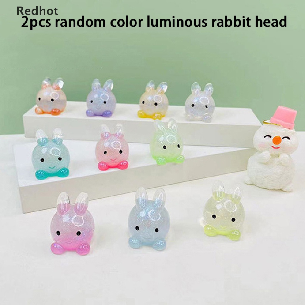 &lt; Redhot &gt; Bộ 2 Đồ trang trí Thỏ Dạ Quang Bằng Nhựa Resin Dễ Thương Trang Trí Tiểu Cảnh