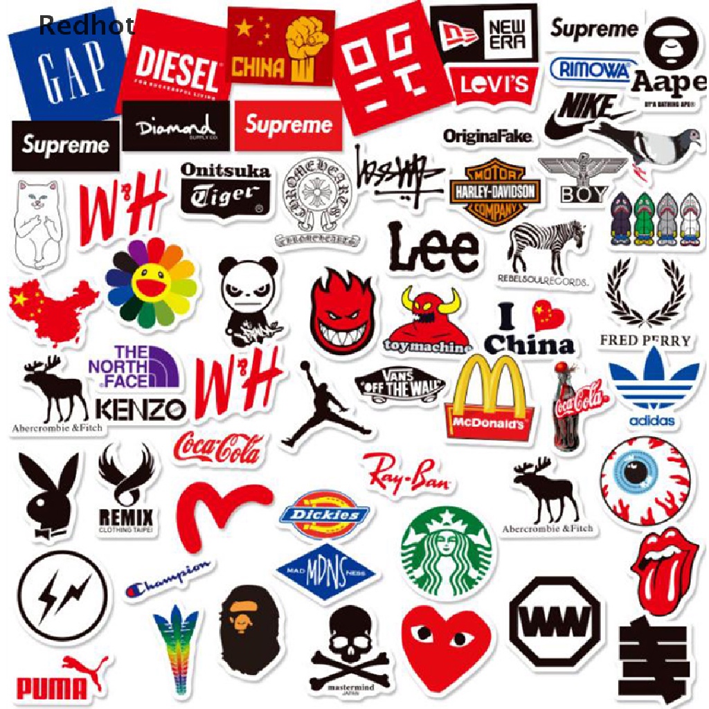 Bộ 60 Hình Dán Logo Trang Trí Xe Hơi / Ván Trượt / Laptop / Guitar / Laptop