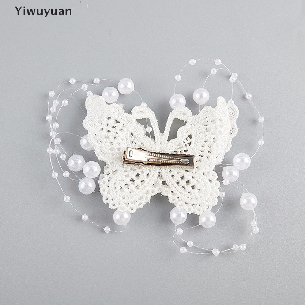 < Yiwuyuan > Kẹp Tóc Hình Bướm Đính Ngọc Trai Pha Lê Cho Cô Dâu Phụ Kiện Ngày Cưới Giảm Giá