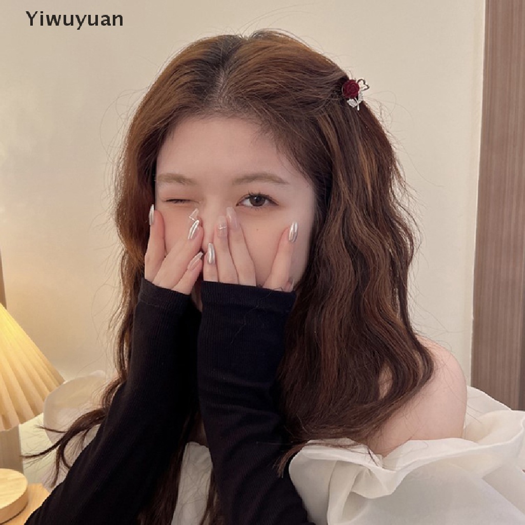 &lt; Yiwuyuan &gt; Kẹp Tóc Càng Cua Đính Đá Hoa Hồng Mini Thanh Lịch Thời Trang Cổ Điển Cho Nữ