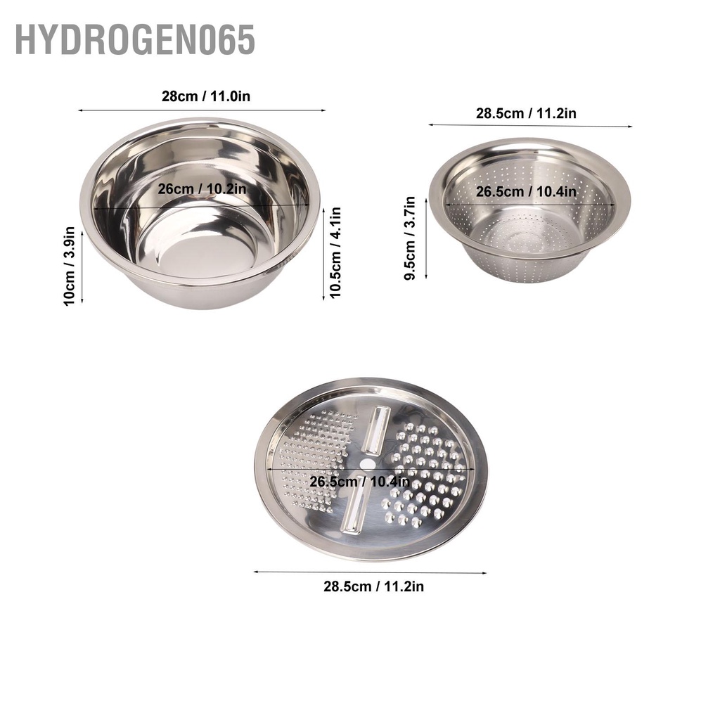 Hydrogen065 3 Thép Không Gỉ Thoát Rổ Dụng Cụ Cắt Rau Củ Trong 1 Nhà Bếp Đa Năng Julienne Xay Salad Máy Làm Bát