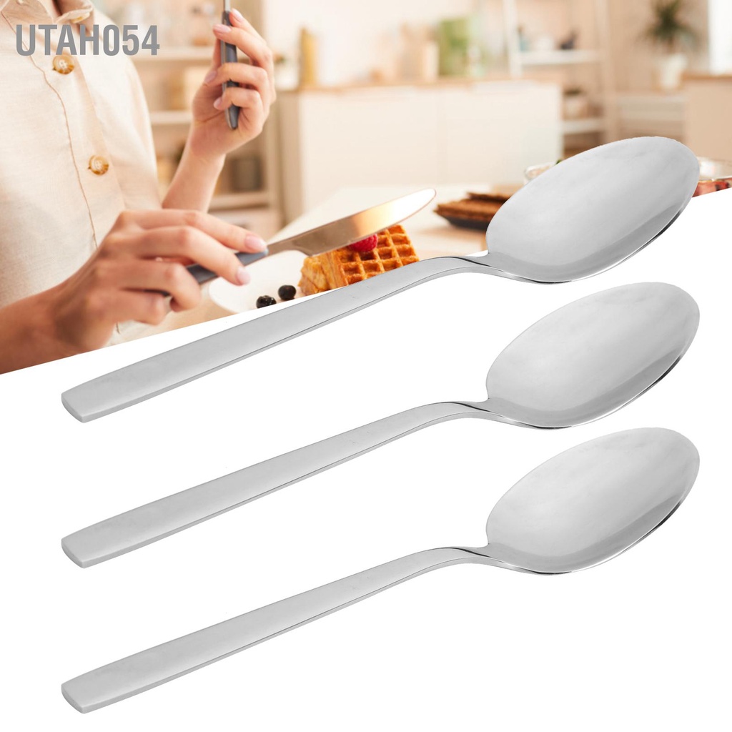 Utah054 12 Cái Muỗng tráng miệng tay cầm dài 316 Thép không gỉ khuấy cà phê Dao kéo