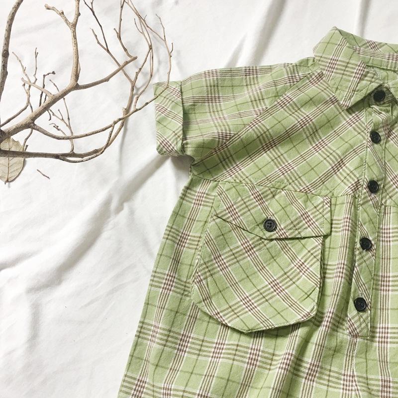 Bộ Áo Liền Quần Ngắn Tay Phong Cách Retro Thời Trang Mùa Hè Cho Bé Trai / Gái