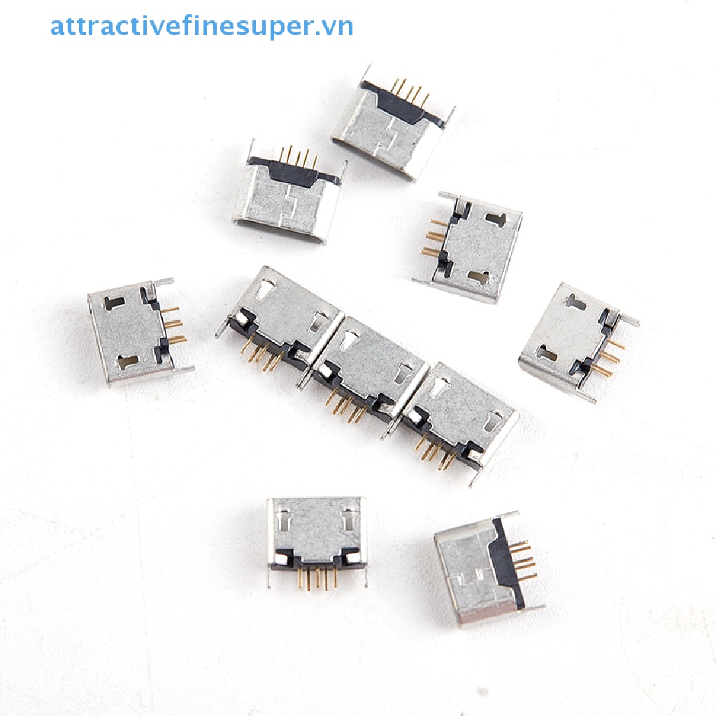 Bộ 10 Chân Ghế Cổng Micro USB 5pin 180 Độ° Miệng Phẳng Không Uốn Cong Bên Hông