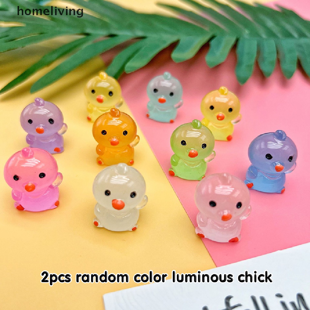 Set 2 Tượng Gà Con Mini Dạ Quang Dễ Thương Dùng Để Trang Trí