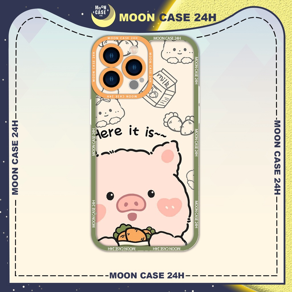 Ốp lưng iphone MOON CASE 24H Họa Tiết Heo Ăn Cà Rốt ip 8/x/xs/xsmax/11/12/13/14pro/plus/promax