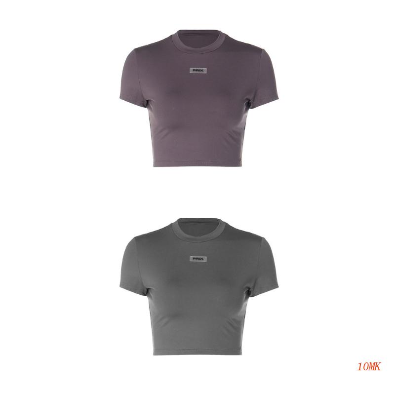 Áo Thun Croptop Tay Ngắn Dáng Ôm In Chữ Thời Trang Cho Nữ