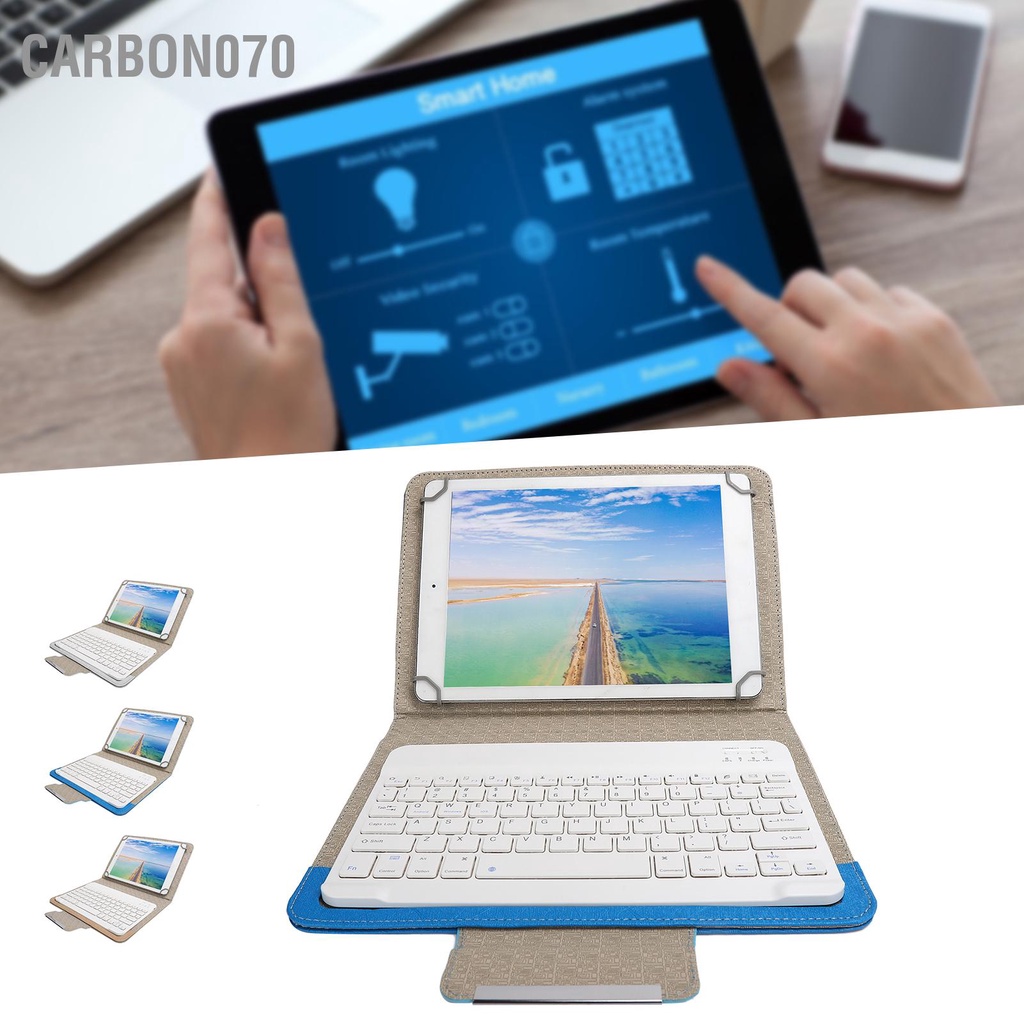 Carbon070 Bộ vỏ máy tính bảng với giá đỡ bảo vệ bàn phím Bluetooth màu trắng Đa năng cho 9 7‑10 1in