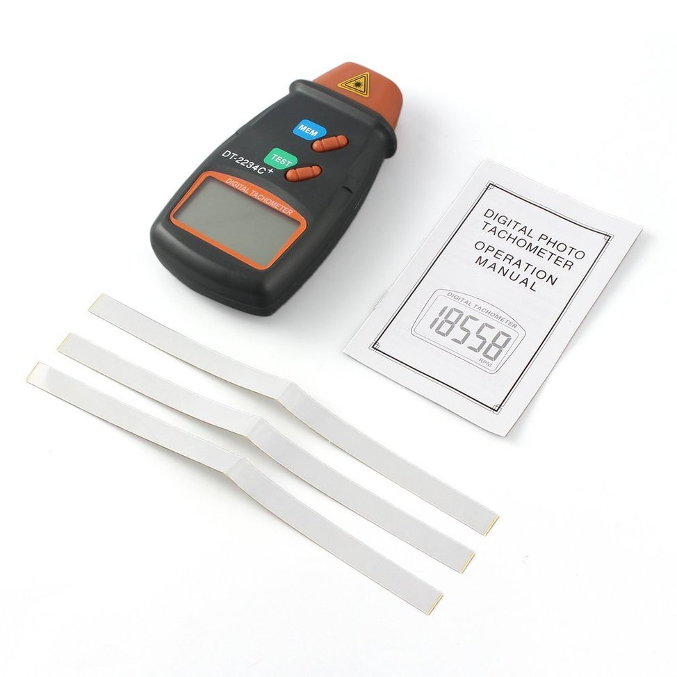 Digital Laser Photo Tachometer Non Contact RPM Tach Speed Gauge Engine
