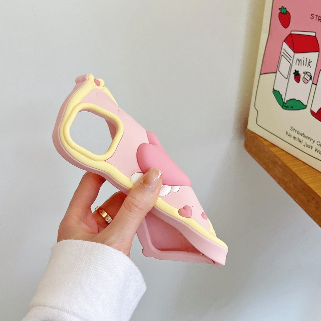 Ốp Điện Thoại Silicon tpu Mềm Hình Trái Tim Hoạt Hình 3D Bảo Vệ Toàn Diện Cho iPhone 14 13 12 11 Pro MAX