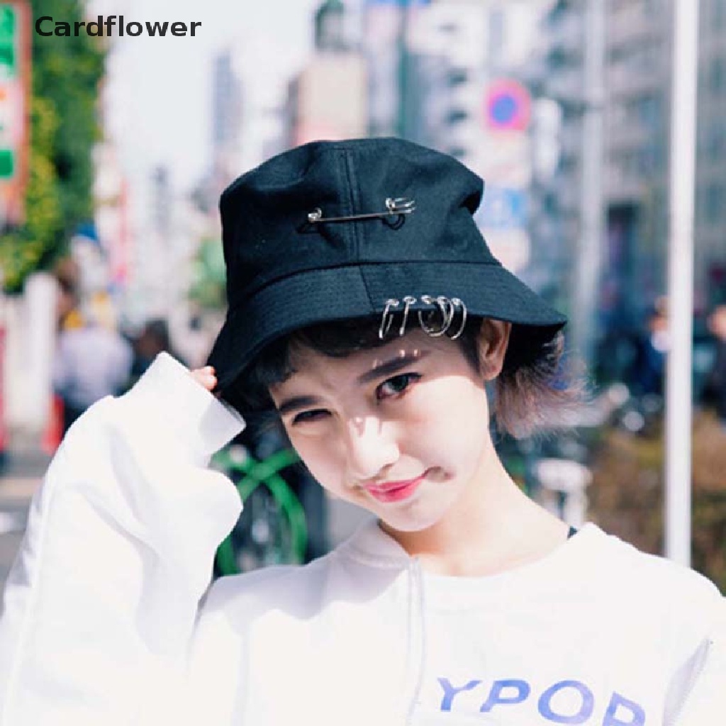 < Cardflower > Mũ Bucket Chống Nắng Mùa Hè Có Vòng Ghim Thời Trang Unisex