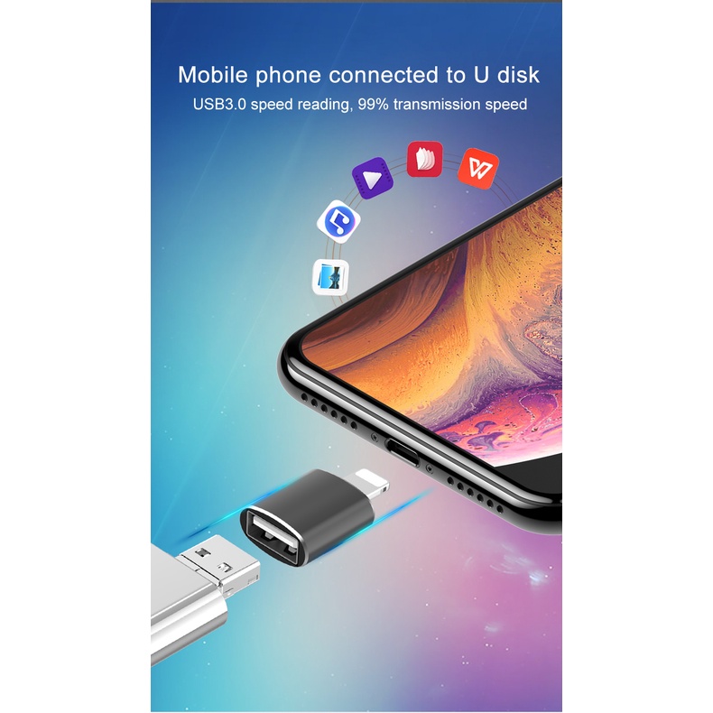 Đầu Chuyển Đổi OTG USB 3.0 Mạ Điện Chuyên Dụng Cho iphone 7 8 X XR XSMAX 11 12 13 14 PLUS PRO PROMAX
