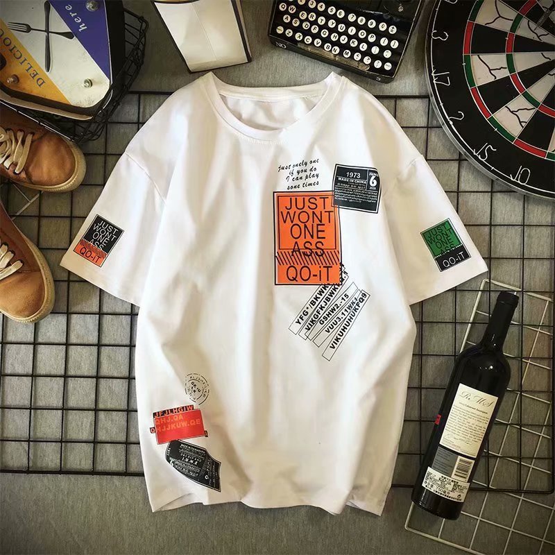 Áo Thun Tay Ngắn Cổ Tròn Dáng Rộng In Họa Tiết Đơn Giản Thời Trang Mùa Hè Cho Nam