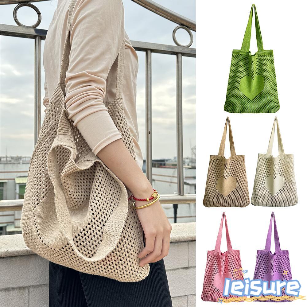 Túi Tote Đeo Vai Bằng Vải Móc Thời Trang