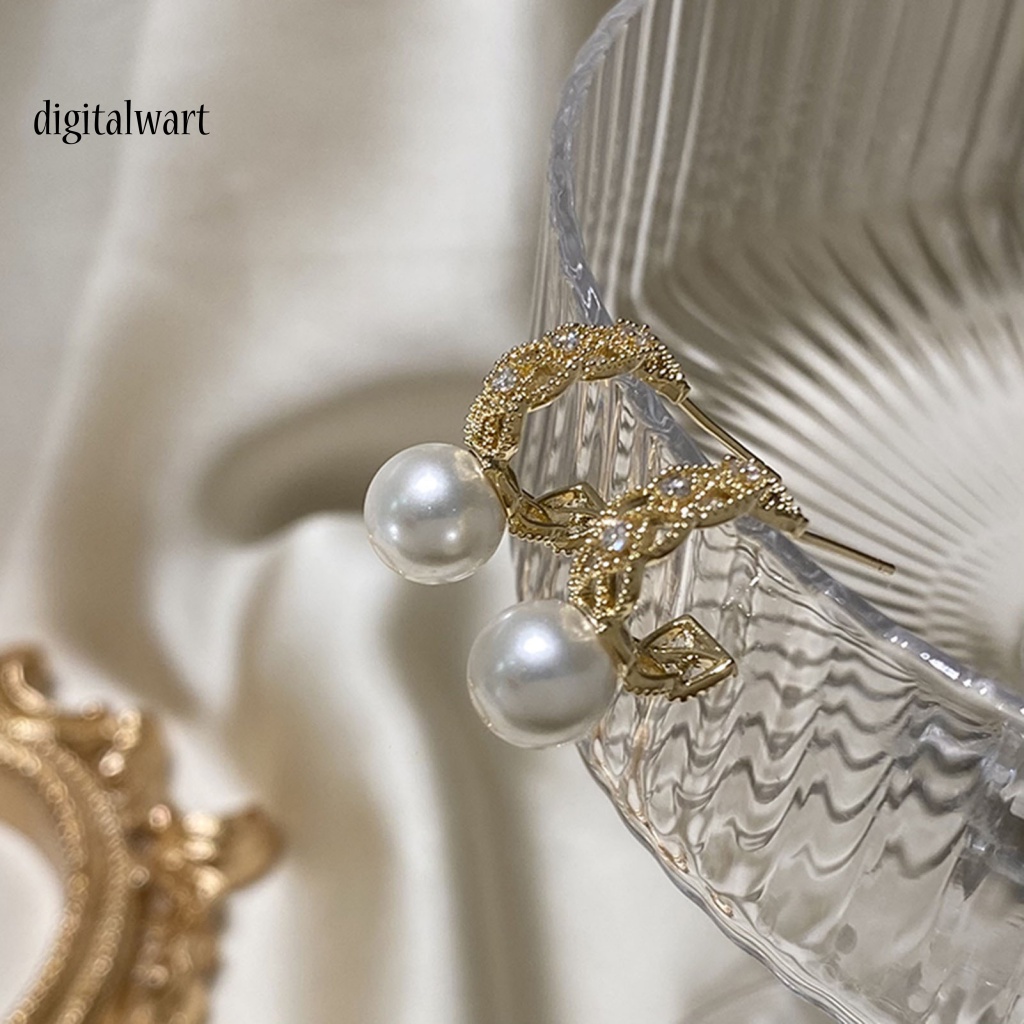 Kỹ Thuật Số| 1 Đôi Bông Tai Tròn Rỗng Đính Ngọc Trai Giả Lấp Lánh Thời Trang Dành Cho Nữ