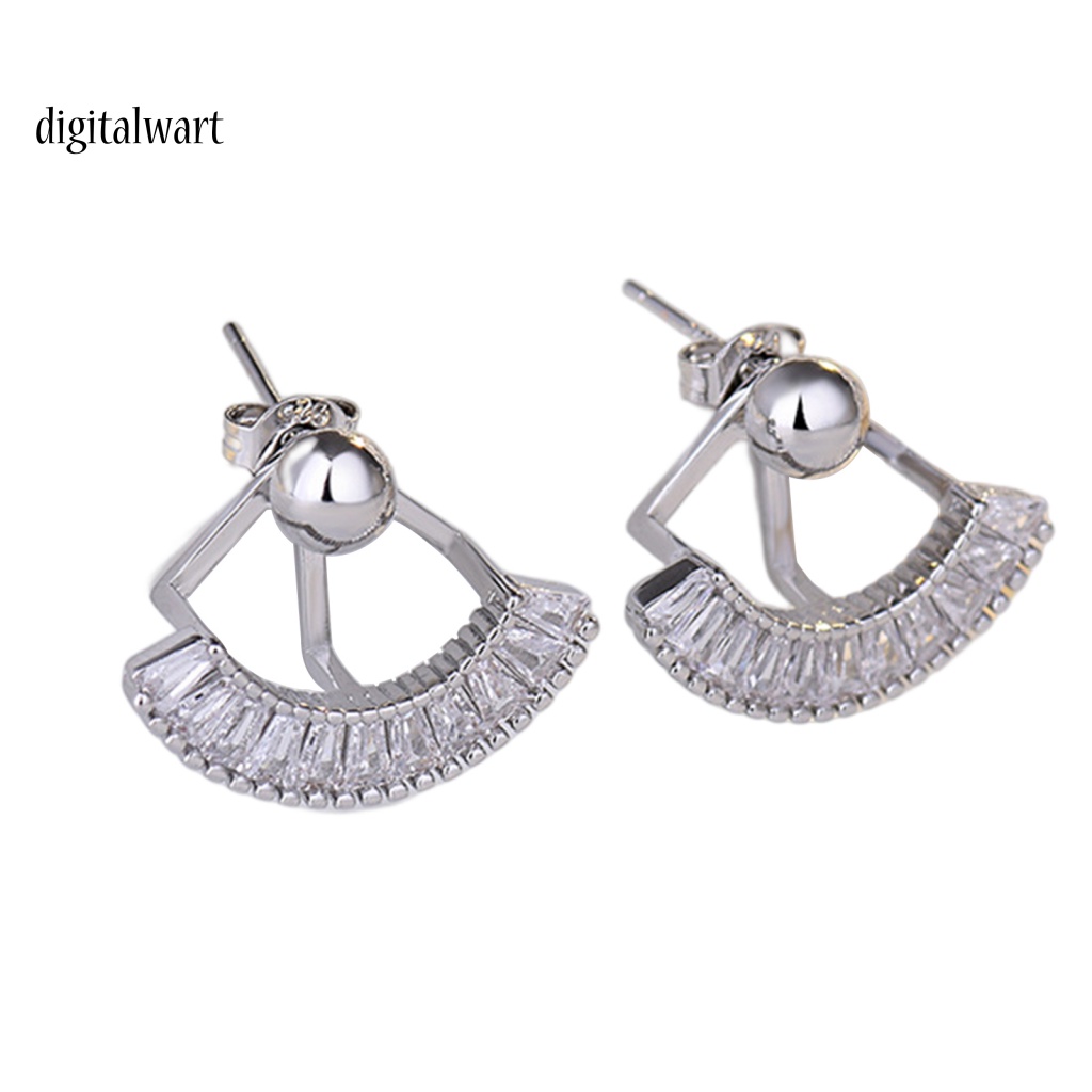 Kỹ Thuật Số| 1 Cặp Bông Tai Hình Quạt Tròn Đính Đá Thời Trang Dành Cho Nữ