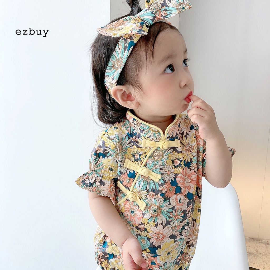 Bộ Áo Liền Quần In Hoa Dáng Rộng Thoáng Khí Thời Trang Mùa Hè Xinh Xắn Cho Bé Gái