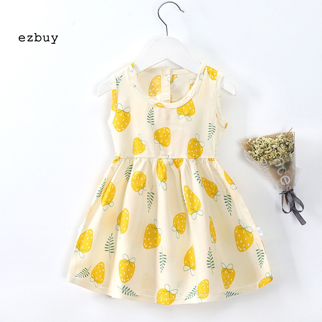 Đầm Công Chúa Sát Nách Màu Sáng In Họa Tiết Hoạt Hình Dễ Thương Thời Trang Mùa Hè Cho Bé Gái