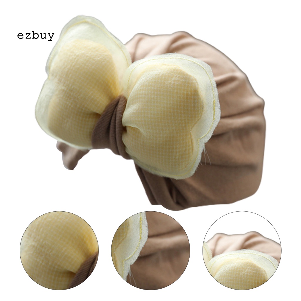 Mũ Cotton Trùm Đầu Đính Nơ Chống Nhăn Co Giãn Cho Bé
