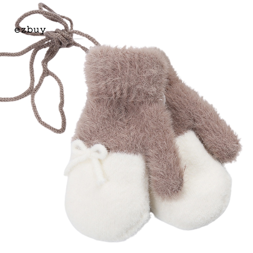 1 Đôi Găng Tay Dệt Kim Dày Giữ Ấm Mùa Đông Màu Sắc Thời Trang Cho Bé