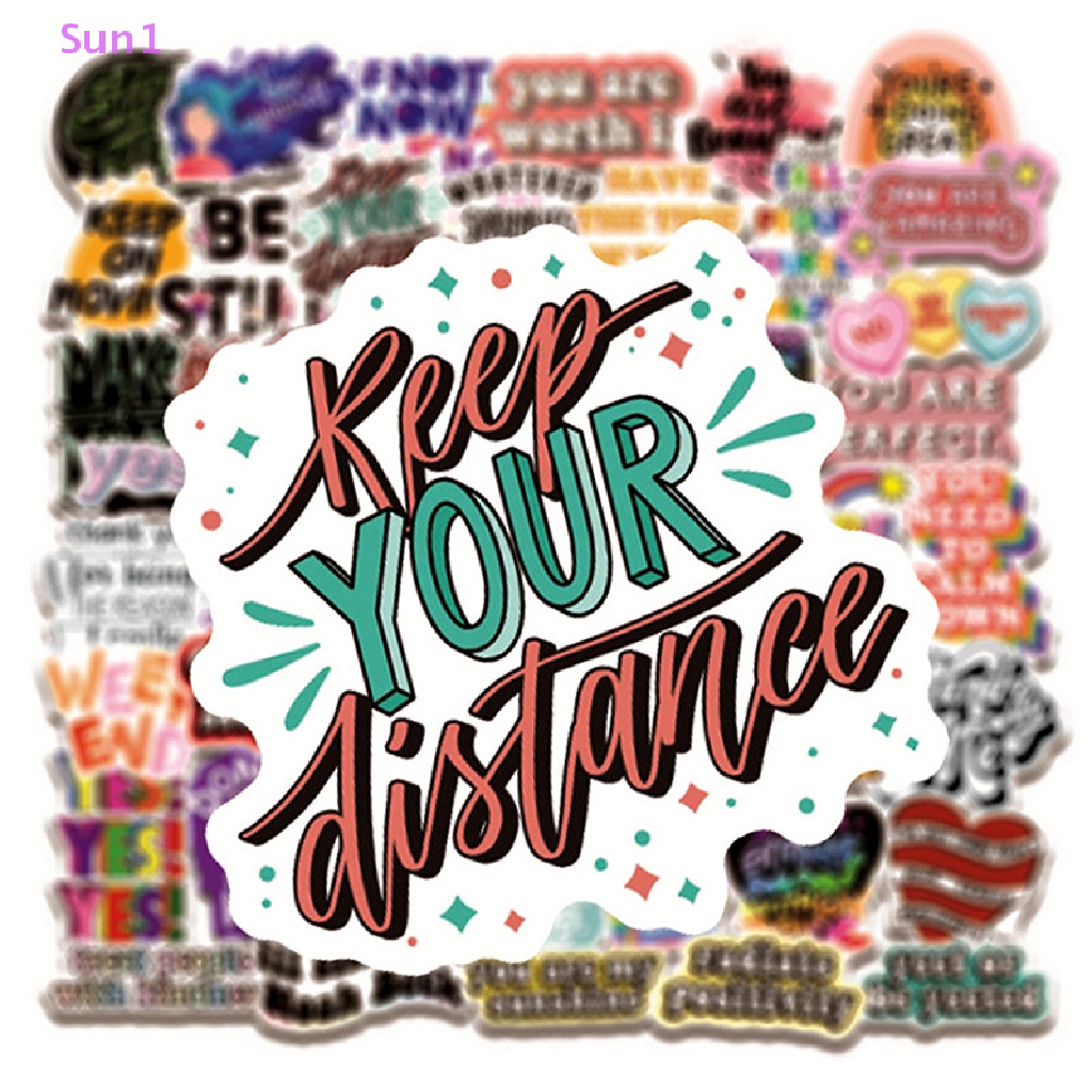 Set 50 Miếng Dán Đề Can In Chữ Motivational DIY Trang Trí Đa Ứng Dụng