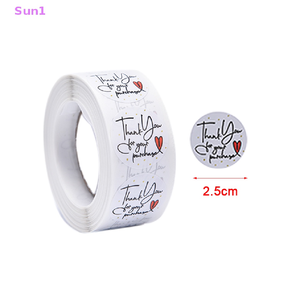 Sun1 > 500 Miếng Dán Hình Tròn / Trái Tim In Chữ Thank You Trang Trí Đa Ứng Dụng