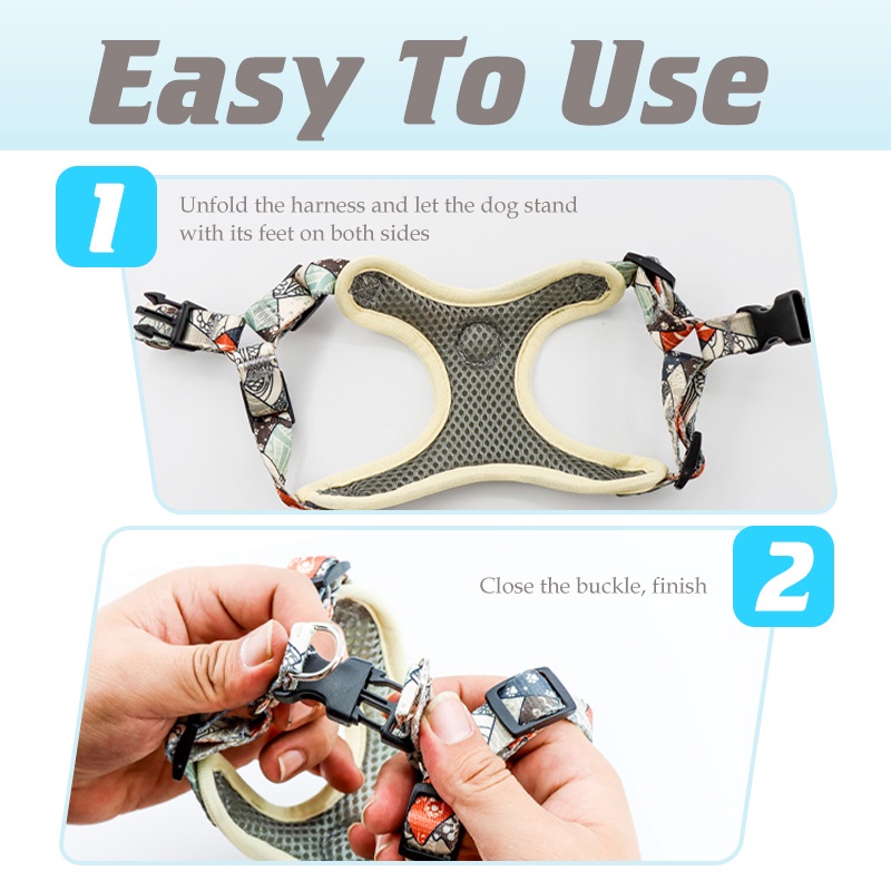 HamshMoc Đai Dắt Chó Đi Dạo Dạo Bằng Lưới Nhẹ Thoáng Khí Có Thể Điều Chỉnh