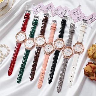 Đồng Hồ Quartz Đính Đá Với Dây Đeo Da