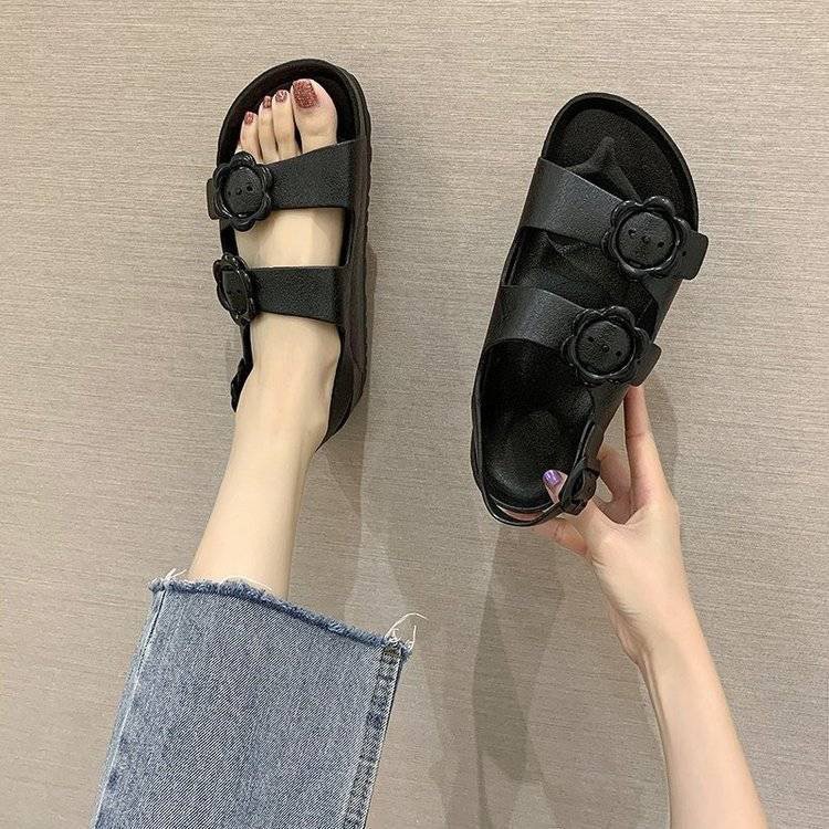 Xăng đan Đi Biển Đế Phẳng 122 Họa Tiết Hoa Trái Tim Phong Cách La Mã Mới Cho Nữ